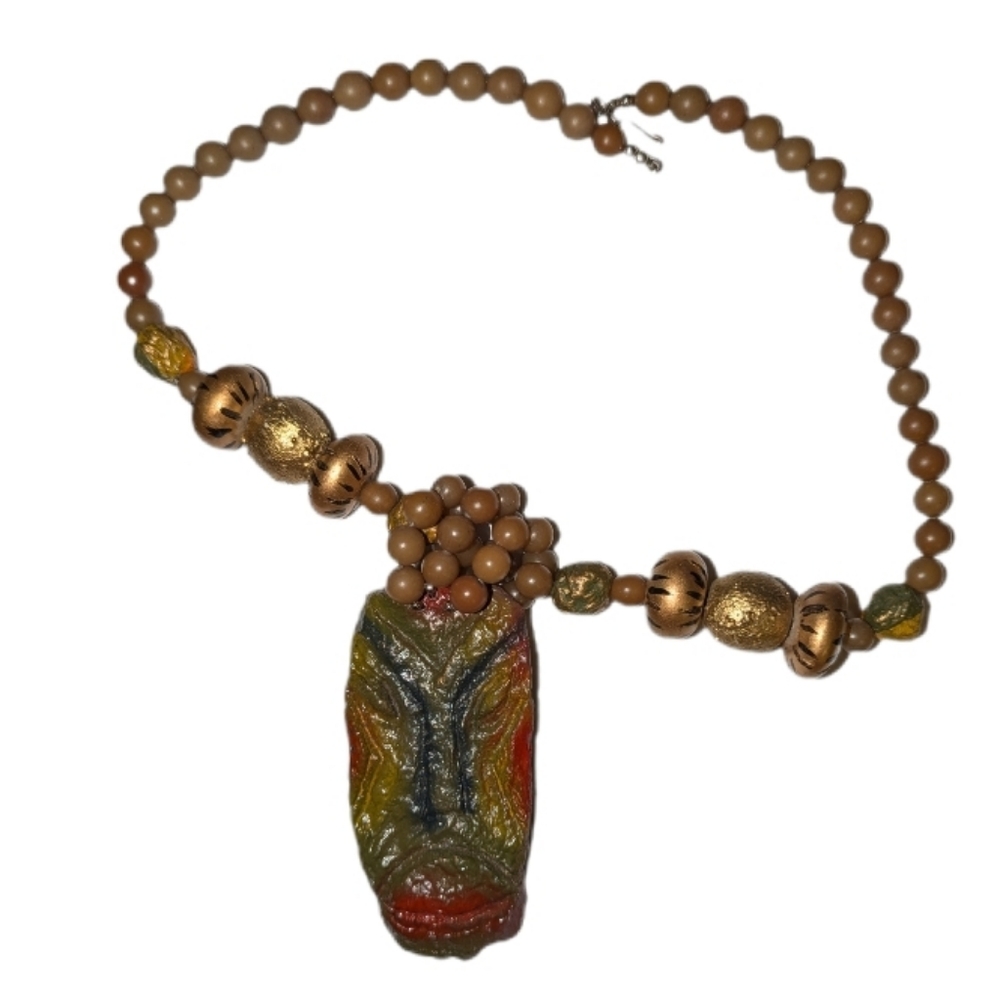 Tribal-Style Face Necklace